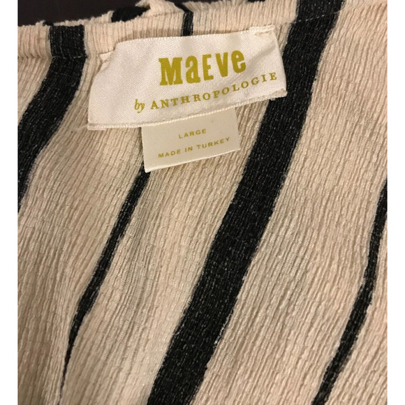 ANTHROPOLOGIE MAEVE RITA One Shoulder Black/Cream Peplum Ruffle Top - Size Large - Picture 8 of 11